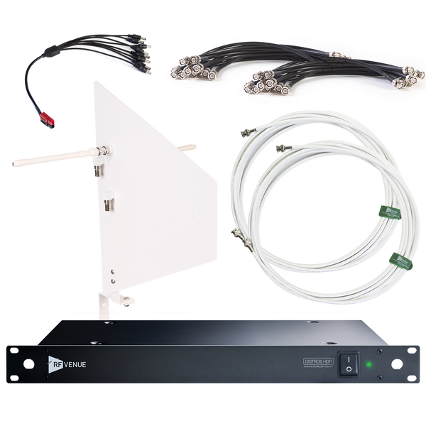 DFINWD9 DIVERSITY FIN WHITE WALLMOUNT ANTENNA, COAXIAL CABLING, AND DISTRO9 HDR BUNDLE